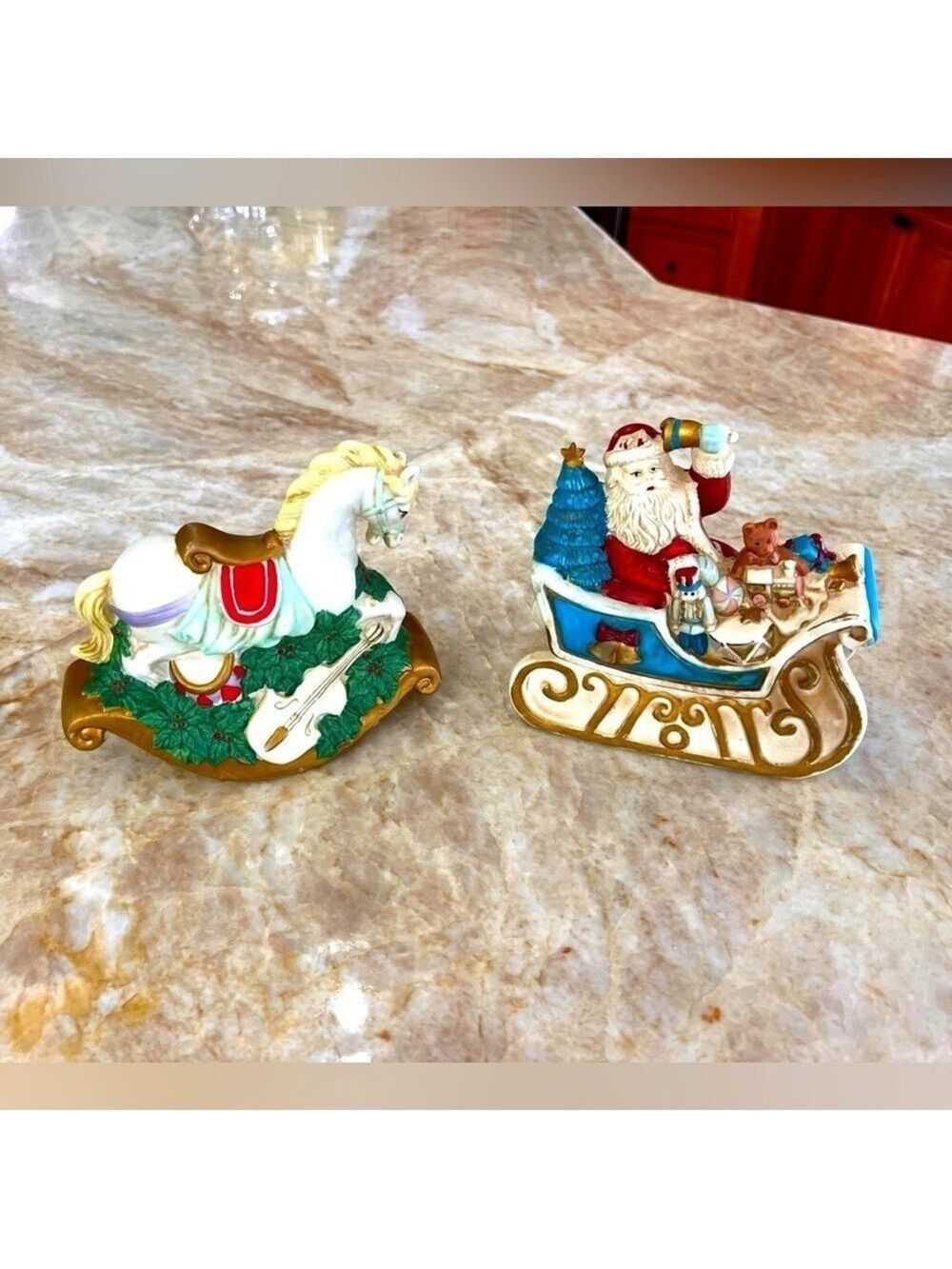 2 Kurt Adler music boxes hand painted ceramic Christmas